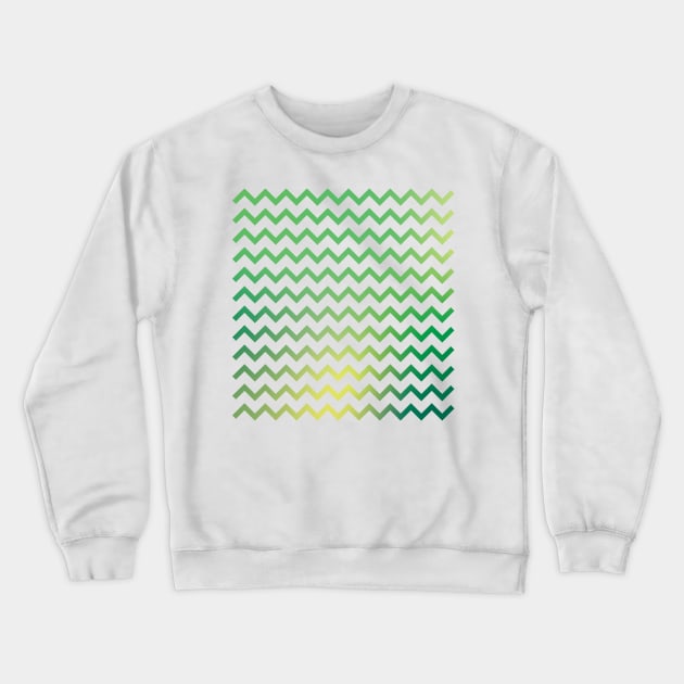 Chevron Stripes Natural Green and Yellow Gradient Crewneck Sweatshirt by murialbezanson